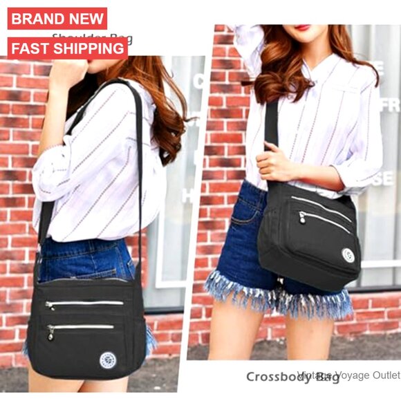 Waterproof Nylon Crossbody Bag Multi Pocket Messenger Purse Travel - Picture 2 of 7